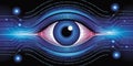 Futuristic digital eye with glowing circuits and binary code technology data Royalty Free Stock Photo