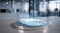 Futuristic digital fingerprint scanner projecting holographic data with biometric security features on office desk for advanced Royalty Free Stock Photo