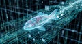 Digital Fish Swimming Through Binary Code Stream, Futuristic Data Flow and AI Concept Royalty Free Stock Photo