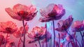 Futuristic Digital Flowers in Neon Landscape Royalty Free Stock Photo