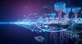 Futuristic Digital Forest Oasis AI, Data Streams, and Floating Islands Royalty Free Stock Photo