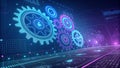 Futuristic Digital Gears with AI and Automation Integration Royalty Free Stock Photo