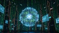 Futuristic Digital Globe with Data Streams Royalty Free Stock Photo