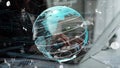 Futuristic digital globe with data visualization and analytics, representing global connectivity, technology, business Royalty Free Stock Photo
