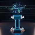 Futuristic Digital Globe Hologram Display on Pedestal Royalty Free Stock Photo