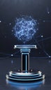 Futuristic Digital Globe on Pedestal in Dark Environment Royalty Free Stock Photo