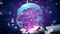 Futuristic Digital Globe with Robotic Hand Emphasizing Global Connectivity, Technology, and Data Visualization in Modern Royalty Free Stock Photo