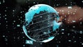 Futuristic Digital Globe Visualization with Data Connections, Global Statistics, and Network Patterns in a Technological Royalty Free Stock Photo