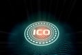 Futuristic digital glowing Initial Coin Offering ICO