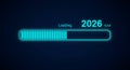 Neon progress bar loading the new year 2026 Royalty Free Stock Photo