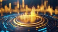 Futuristic digital graphic showcasing vibrant data visualization elements Royalty Free Stock Photo