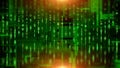 Futuristic digital green matrix style. Binary computer code data security background. 3D programming concept, piracy, hacking Royalty Free Stock Photo