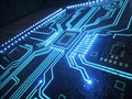 Technology-inspired digital grid, glowing pathways and circuits generative ai Royalty Free Stock Photo