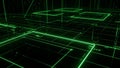 Futuristic digital grid with glowing green lines and abstract data visualization Royalty Free Stock Photo