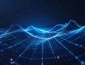 Futuristic Digital Grid Wave Landscape â AI Big Data Network Background, Abstract Technology Royalty Free Stock Photo