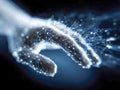 Futuristic digital hand composed of glowing connected points and lines symbolizing advanced technology and human interaction with Royalty Free Stock Photo