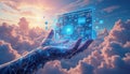 Futuristic Digital Hand Holding Cloud Data Screen Royalty Free Stock Photo