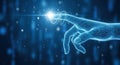 Futuristic digital hand interacting with glowing data streams Royalty Free Stock Photo
