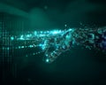 Futuristic Digital Hand Interface with Binary Code and Data Streams Representing Advanced Technology, Innovation, Artificial Royalty Free Stock Photo