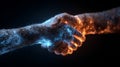 Futuristic Digital Handshake With Glowing Particles Technology Concept Royalty Free Stock Photo