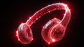 Futuristic digital headset with glowing red and white highlights on a dark background Royalty Free Stock Photo