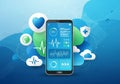 A futuristic digital health concept featuring a smartphone Royalty Free Stock Photo