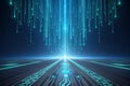 Futuristic digital highway and data stream convergence on a circuit board road. Royalty Free Stock Photo