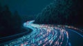 Futuristic Digital Highway Nighttime Data Stream on Asphalt Road with Global Connectivity Royalty Free Stock Photo