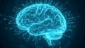 Futuristic Digital Human Brain with Glowing Neural Network and Artificial Intelligence Concept Royalty Free Stock Photo