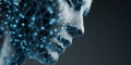Futuristic digital human faces connected by glowing network lines in abstract technology concept Royalty Free Stock Photo