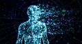 AI-generated Futuristic Digital Human Silhouette Built From Data Particles Floating Through Cyber Space Royalty Free Stock Photo