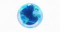 futuristic digital globe with blue continents and green oceans in network grid pattern on white background Royalty Free Stock Photo