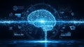 Artificial Intelligence Brain with Circuit Board and Data Visualization Royalty Free Stock Photo
