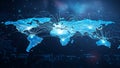 Global Network Connections and International Data Exchange Visualization (ai generated) Royalty Free Stock Photo