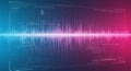 Futuristic digital interface with a central waveform pattern running horizontally across Royalty Free Stock Photo