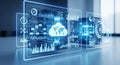 Futuristic Digital Interface with Cloud Computing and Data Analytics Visualization Royalty Free Stock Photo