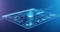 Futuristic digital interface with data analytics on tablet screen technology Royalty Free Stock Photo