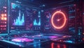 Futuristic Digital Interface with Data Visualizations and Graphs Royalty Free Stock Photo