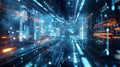 Futuristic technology interface, 3d rendering toned image double exposure