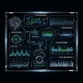 Futuristic digital interface displaying AI and machine learning concepts Royalty Free Stock Photo
