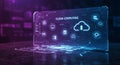 Futuristic digital interface displaying \