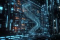Futuristic digital interface displaying a complex biological structure with glowing data points Royalty Free Stock Photo