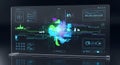 Futuristic digital interface displaying complex data and global information Royalty Free Stock Photo