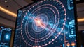 Futuristic digital interface displaying complex data visualization with circular patterns Royalty Free Stock Photo