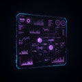 Futuristic digital interface displaying complex data visualizations Royalty Free Stock Photo