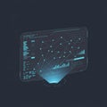 Futuristic digital interface displaying data analysis visualizations. Features Royalty Free Stock Photo