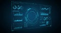 Futuristic digital interface displaying data visualizations and analytics. The layout Royalty Free Stock Photo