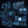 Futuristic Digital Interface Displaying Global Data and Analytics Royalty Free Stock Photo