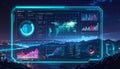 Futuristic Digital Interface Displaying Global Data and Analytics Royalty Free Stock Photo