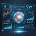 Futuristic digital interface displaying global data analytics and statistics Royalty Free Stock Photo
